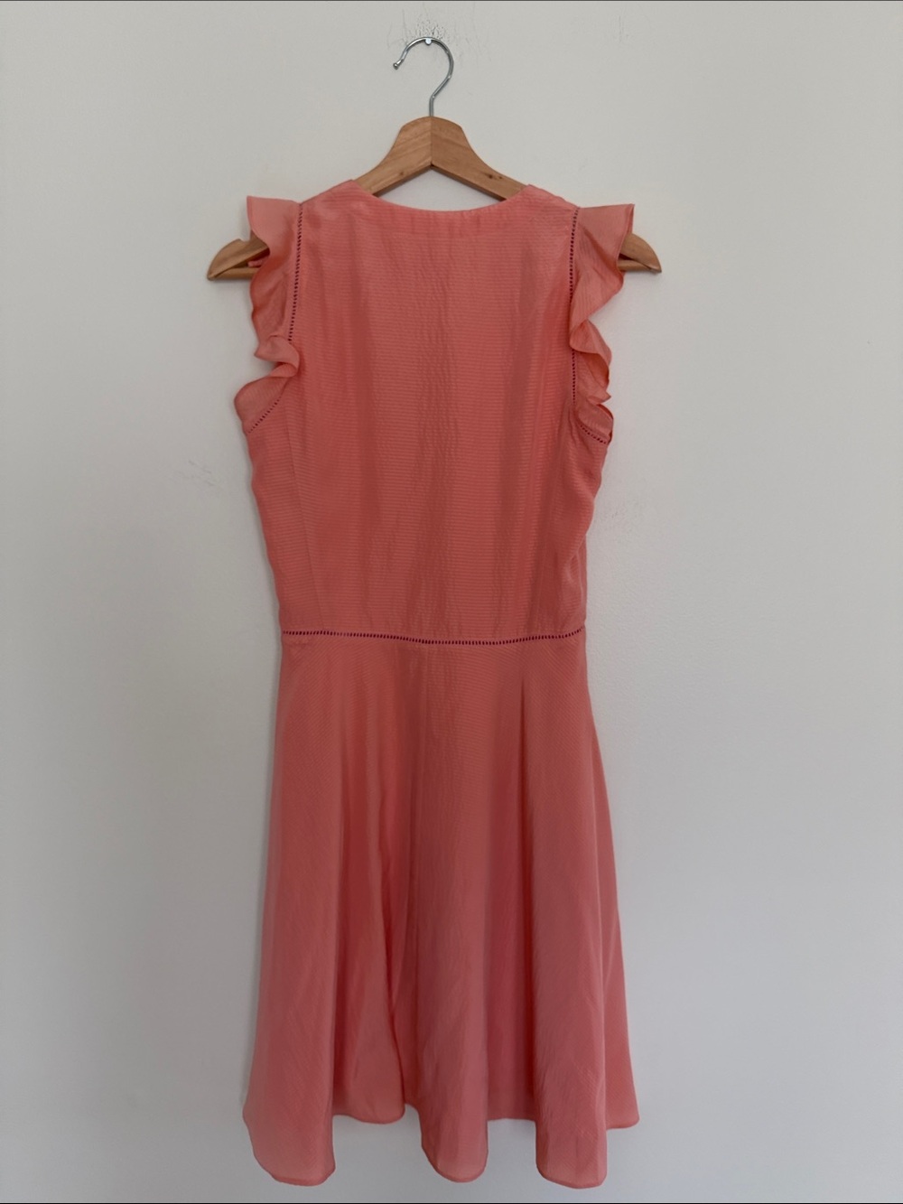 Rebecca Taylor A-Line Silk Sleeveless Ruffled Dress In Peach - Picture 7 of 12
